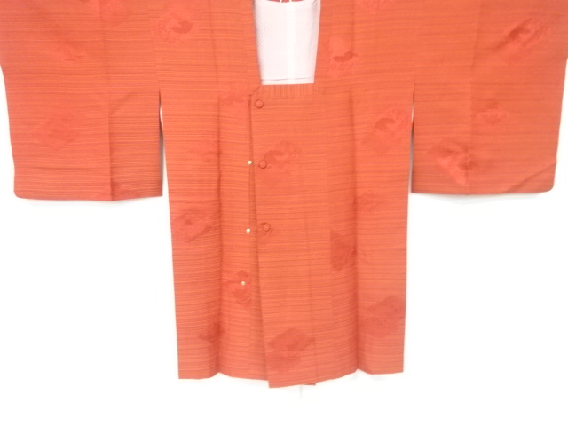 JAPANESE KIMONO / VINTAGE MICHIYUKI COAT / SILK / WOVEN RHOMBUS & KIKU